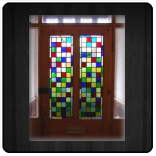 Multicolour squares door panels