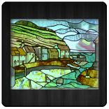 Landscape picture panel depicting the village of Staithes