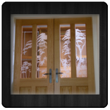 Decorative sandblasted door panels