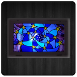 Stars ceiling panel with etched stars on blue flashed glass centre