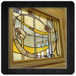 Room divider panel with Charles Rennie Mackintosh style design